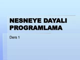nesneye dayali programlama