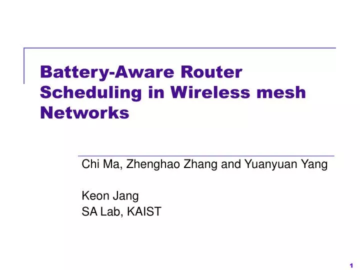 battery aware router scheduling in wireless mesh networks