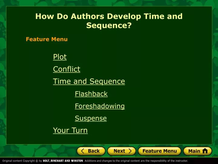 how do authors develop time and sequence