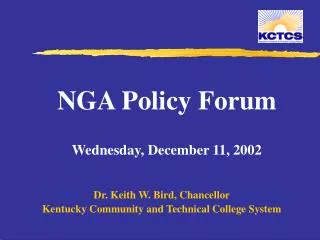 NGA Policy Forum Wednesday, December 11, 2002