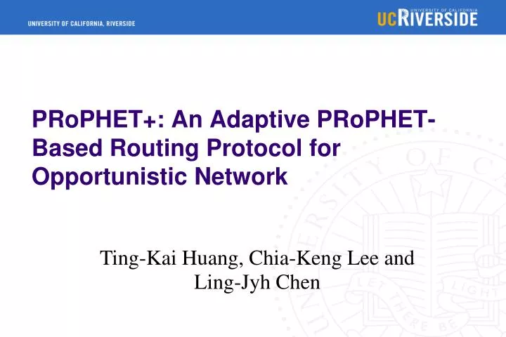 prophet an adaptive prophet based routing protocol for opportunistic network