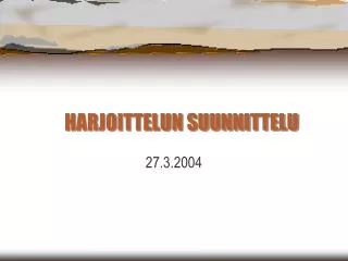 harjoittelun suunnittelu