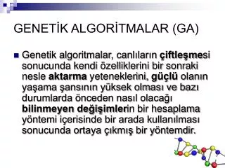 genet k algor tmalar ga