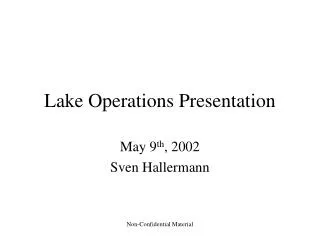 Lake Operations Presentation