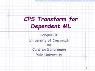 CPS Transform for Dependent ML