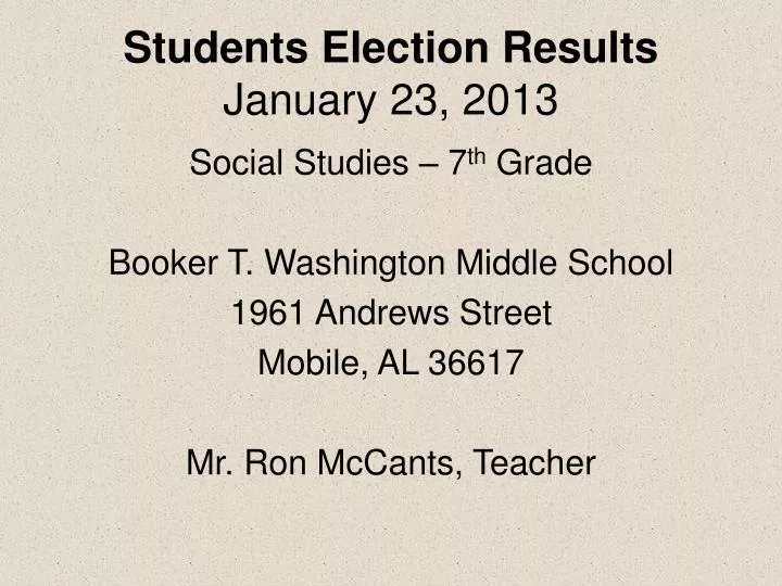 students election results january 23 2013