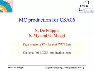 MC production for CSA06