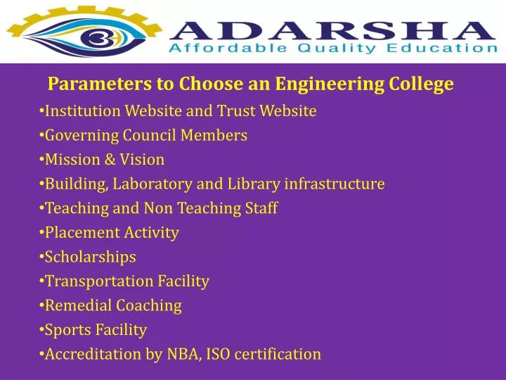 parameters to choose an engineering college