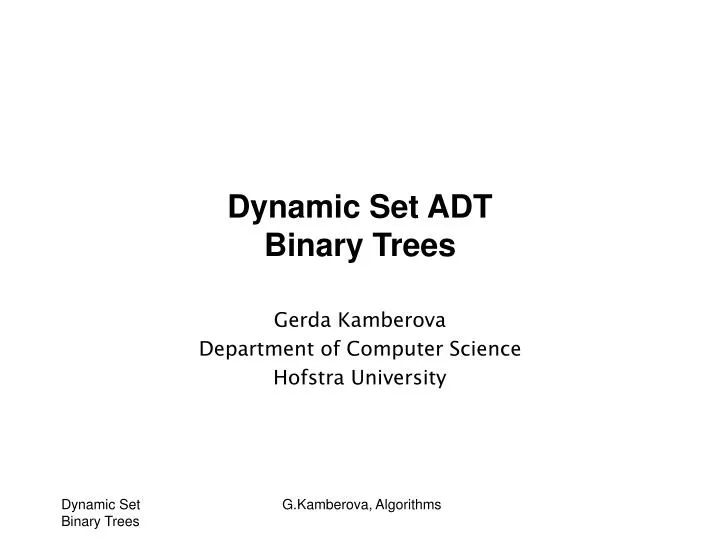 dynamic set adt binary trees