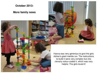 October 2013: More family news