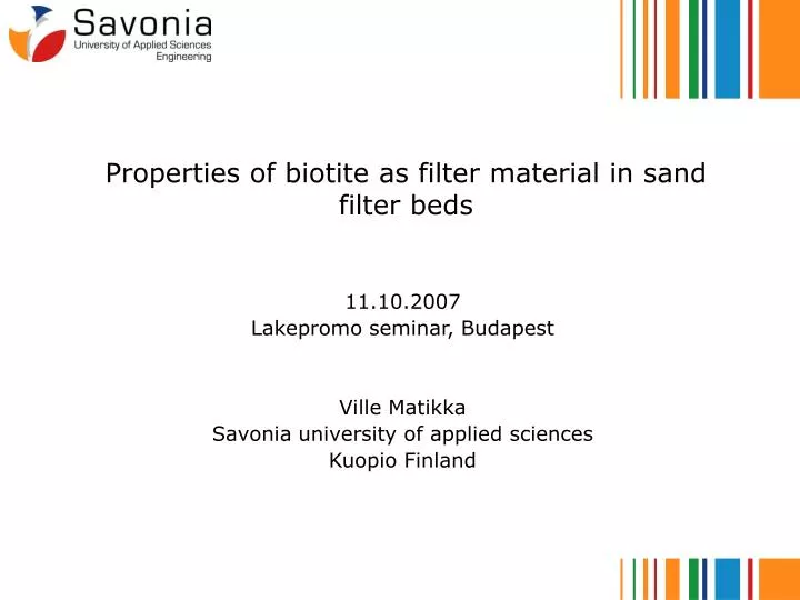 properties of biotite as filter material in sand filter beds