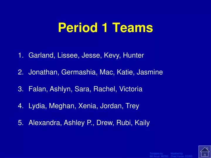 period 1 teams