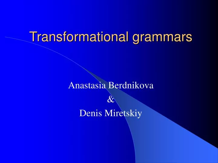 transformational grammars