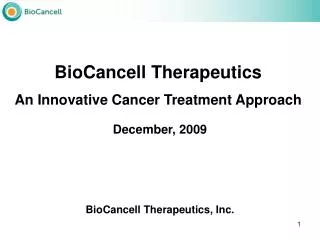 BioCancell Therapeutics, Inc.