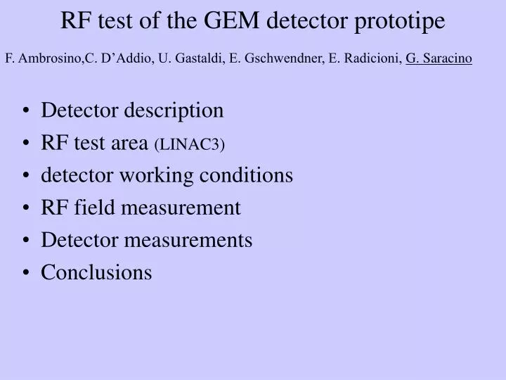 rf test of the gem detector prototipe