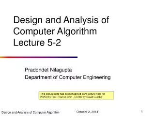 Design and Analysis of Computer Algorithm Lecture 5-2