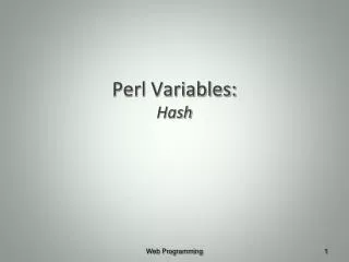 Perl Variables: Hash