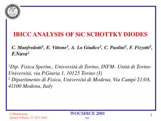 IBICC ANALYSIS OF SiC SCHOTTKY DIODES