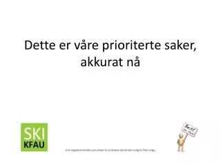dette er v re prioriterte saker akkurat n