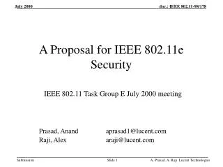 A Proposal for IEEE 802.11e Security