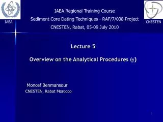Lecture 5 Overview on the Analytical Procedures ( g )