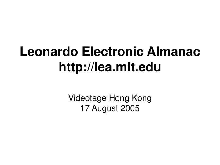 leonardo electronic almanac http lea mit edu