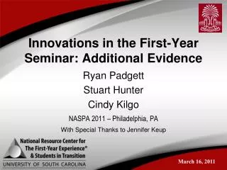 Innovations in the First-Year Seminar: Additional Evidence