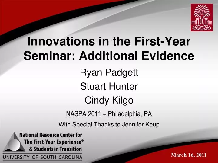 innovations in the first year seminar additional evidence