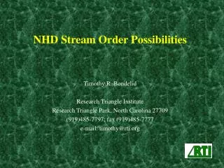 NHD Stream Order Possibilities