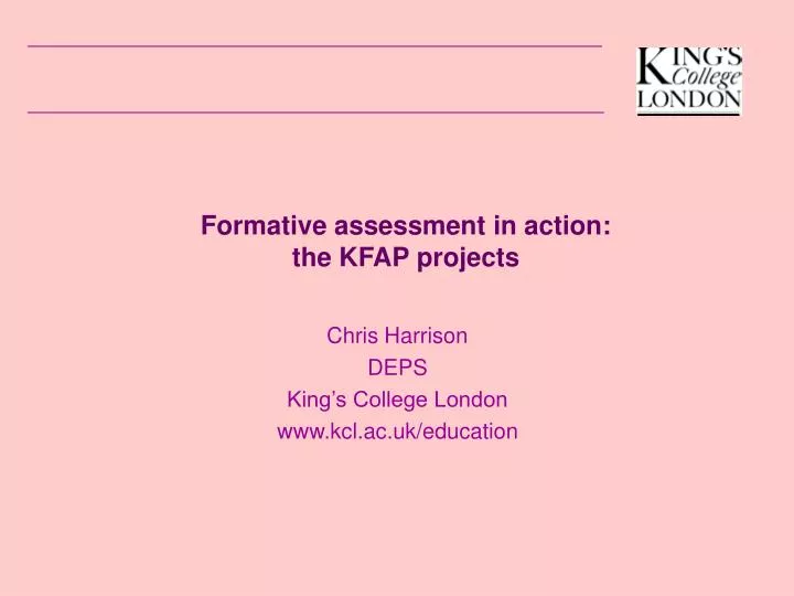 formative assessment in action the kfap projects