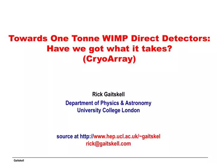 towards one tonne wimp direct detectors have we got what it takes cryoarray