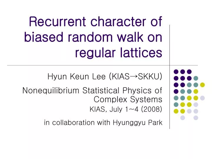 recurrent character of biased random walk on regular lattices