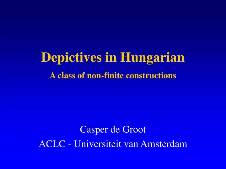 depictives in hungarian a class of non finite constructions