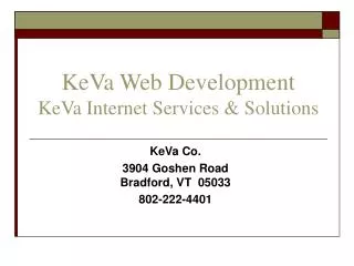 KeVa Web Development KeVa Internet Services &amp; Solutions