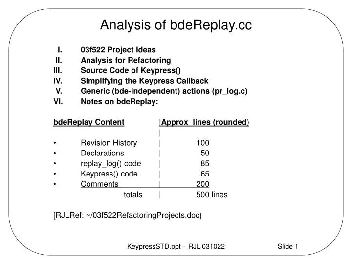 analysis of bdereplay cc