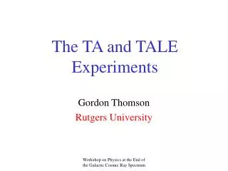 The TA and TALE Experiments