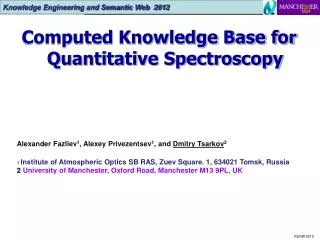 Computed Knowledge Base for Quantitative Spectroscopy