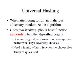 Universal Hashing
