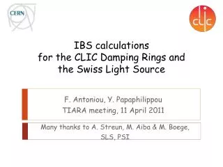 IBS calculations for the CLIC Damping Rings and the Swiss Light Source