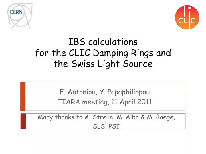 ibs calculations for the clic damping rings and the swiss light source