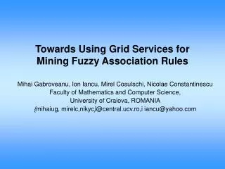 Towards Using Grid Services for Mining Fuzzy Association Rules