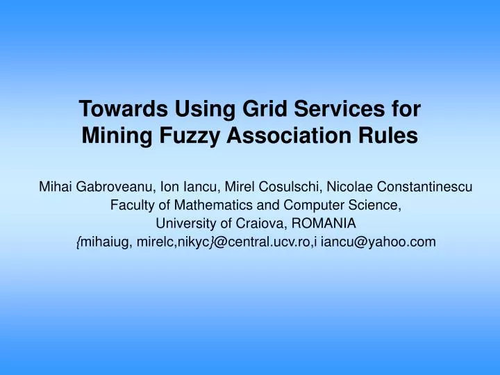 towards using grid services for mining fuzzy association rules