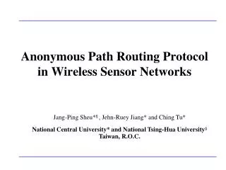 Anonymous Path Routing Protocol in Wireless Sensor Networks