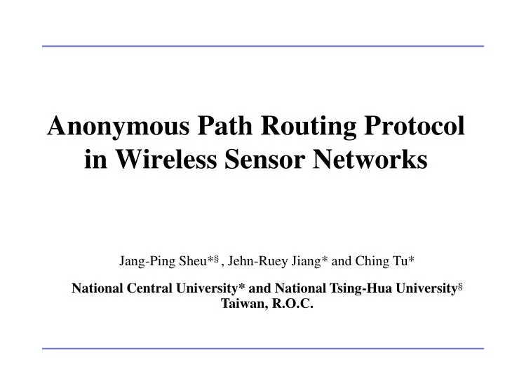 anonymous path routing protocol in wireless sensor networks