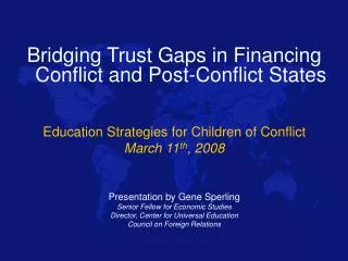 Bridging Trust Gaps in Financing Conflict and Post-Conflict States