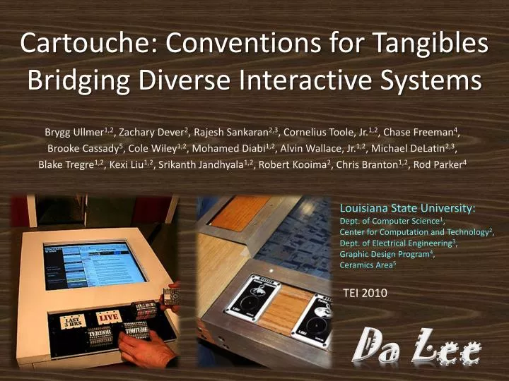 cartouche conventions for tangibles bridging diverse interactive systems