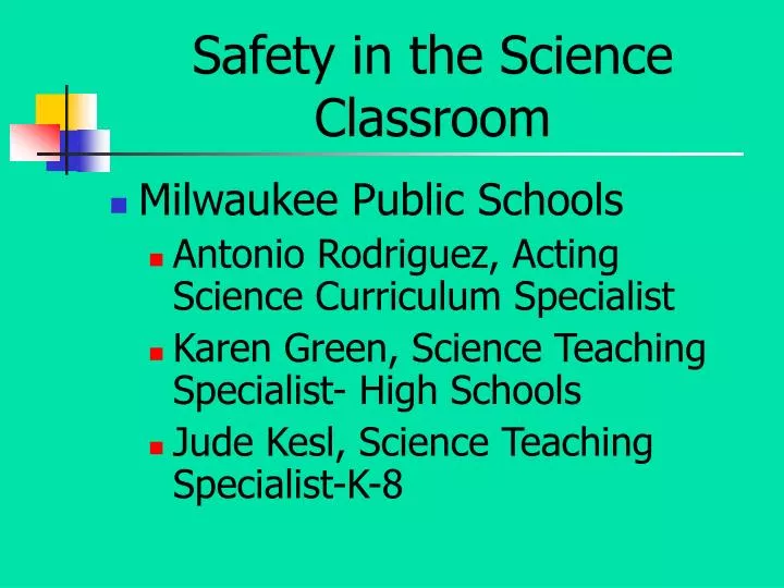 safety in the science classroom