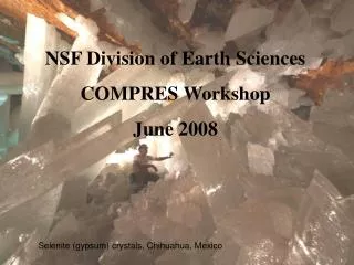 NSF Division of Earth Sciences COMPRES Workshop June 2008