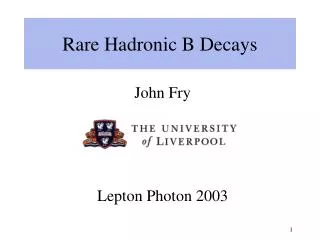 Rare Hadronic B Decays