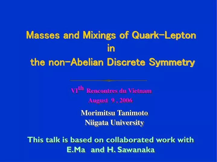 masses and mixings of quark lepton in the non abelian discrete symmetry